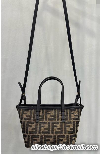 Good Product Fendi Roll Mini Tote bag in FF jacquard F8655 Brown 2024