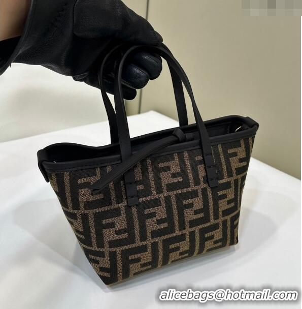 Good Product Fendi Roll Mini Tote bag in FF jacquard F8655 Brown 2024