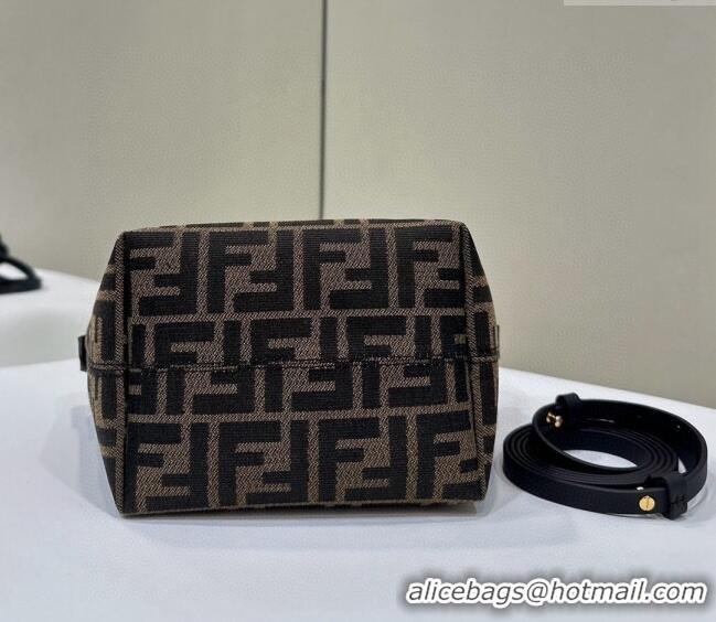 Good Product Fendi Roll Mini Tote bag in FF jacquard F8655 Brown 2024