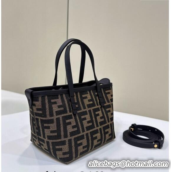 Good Product Fendi Roll Mini Tote bag in FF jacquard F8655 Brown 2024