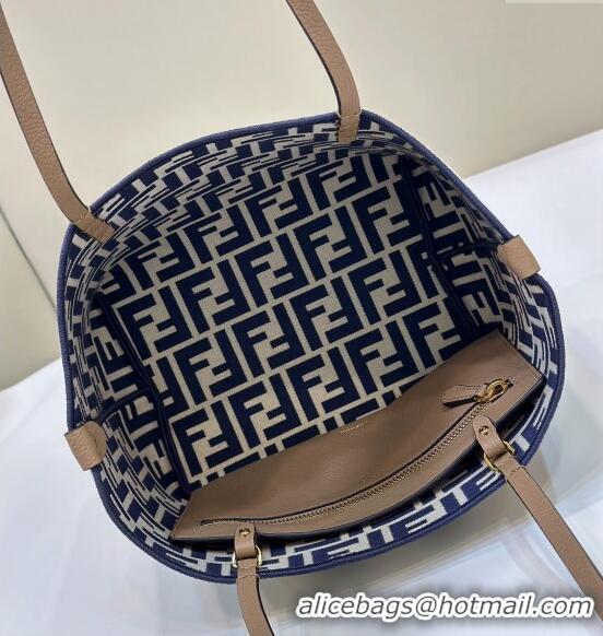 Promotional Fendi Small Roll Reversible shopper Tote Bag in Pequin striped and midnight blue FF fabric 8661S 2024