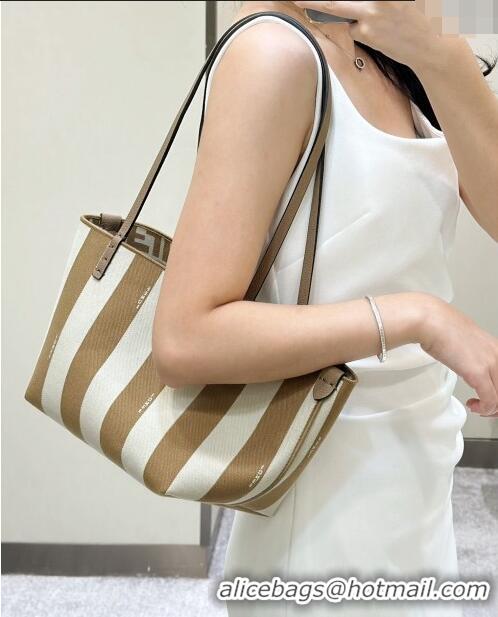 Promotional Fendi Small Roll Reversible shopper Tote Bag in Pequin striped and Beige FF fabric 8661S 2024