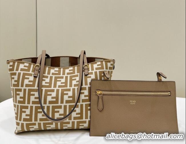 Promotional Fendi Small Roll Reversible shopper Tote Bag in Pequin striped and Beige FF fabric 8661S 2024