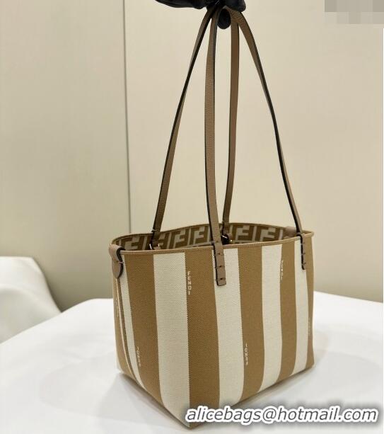 Promotional Fendi Small Roll Reversible shopper Tote Bag in Pequin striped and Beige FF fabric 8661S 2024