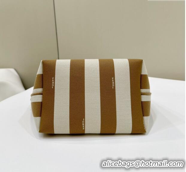 Promotional Fendi Small Roll Reversible shopper Tote Bag in Pequin striped and Beige FF fabric 8661S 2024