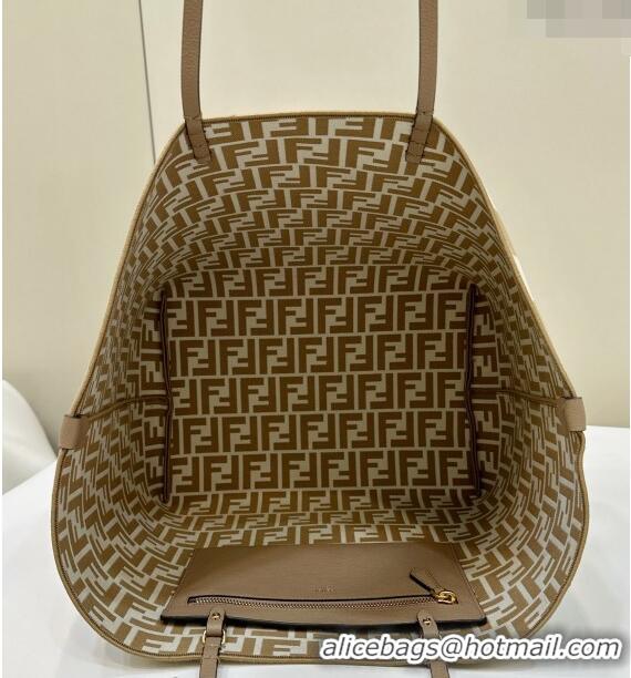 Discount Fendi Large Roll Reversible shopper Tote Bag in Pequin striped and Beige FF fabric 8661L 2024