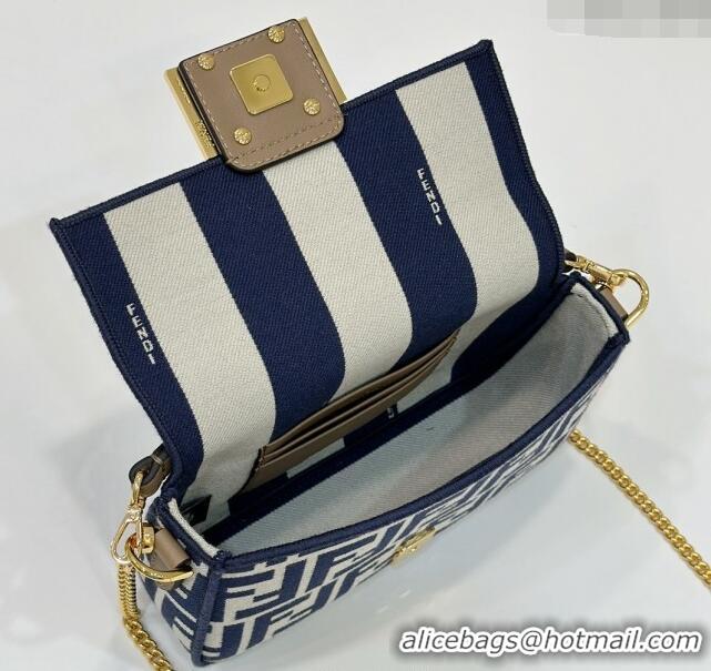 Cheap Fendi Baguette Mini Bag in Pequin striped and Blue FF fabric 8660 2024