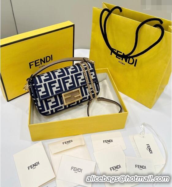 Cheap Fendi Baguette Mini Bag in Pequin striped and Blue FF fabric 8660 2024