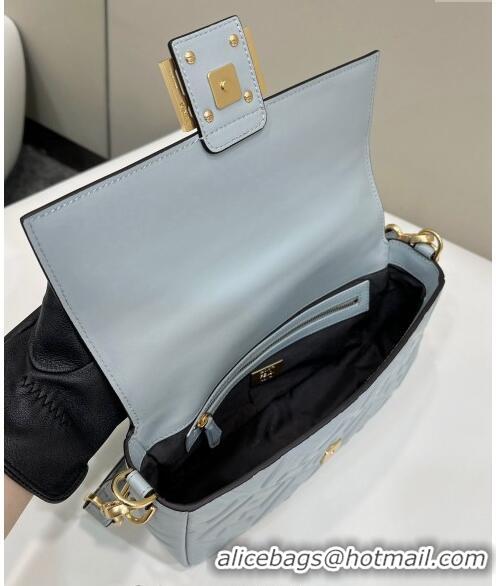 Traditional Discount Fendi Baguette Medium Nappa Leather Bag 0135AM Pale Blue 2024 Top Quality