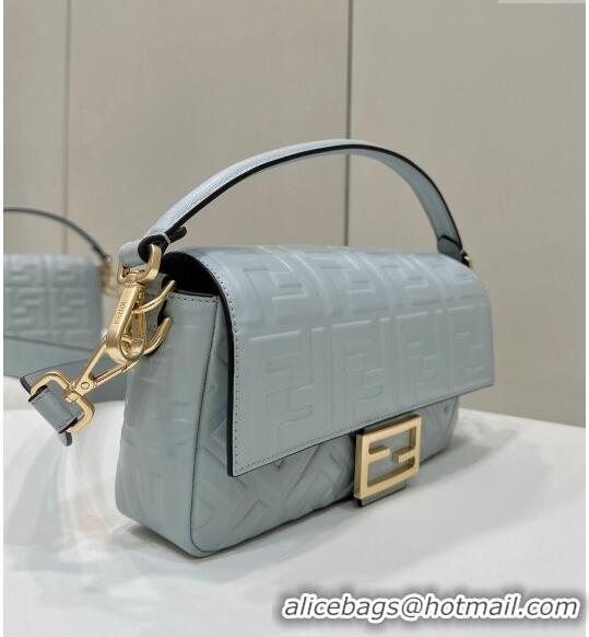 Traditional Discount Fendi Baguette Medium Nappa Leather Bag 0135AM Pale Blue 2024 Top Quality