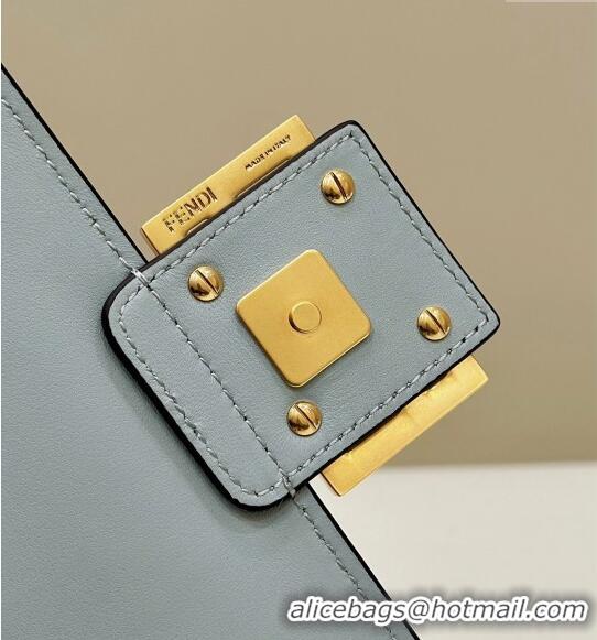 Traditional Discount Fendi Baguette Medium Nappa Leather Bag 0135AM Pale Blue 2024 Top Quality