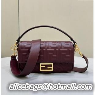 Top Design Fendi Baguette Medium Nappa Leather Bag 0135AM Dark Brown 2024 Top Quality