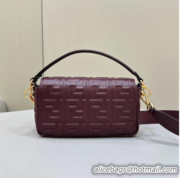 Top Design Fendi Baguette Medium Nappa Leather Bag 0135AM Dark Brown 2024 Top Quality