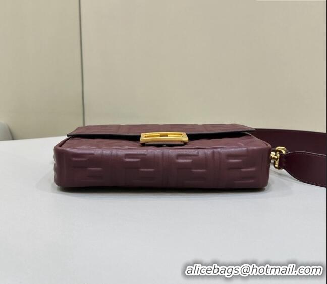 Top Design Fendi Baguette Medium Nappa Leather Bag 0135AM Dark Brown 2024 Top Quality