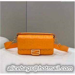 Cheapest Fendi Baguette Medium Nappa Leather Bag 0135AM Orange 2024 Top Quality