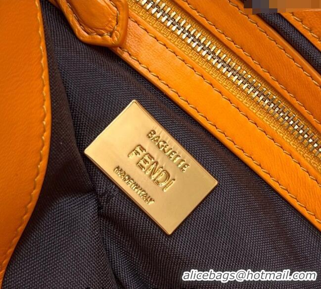 Cheapest Fendi Baguette Medium Nappa Leather Bag 0135AM Orange 2024 Top Quality