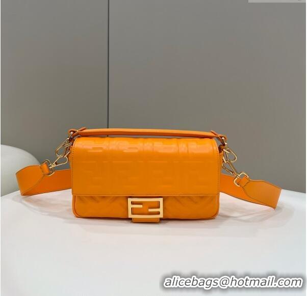 Cheapest Fendi Baguette Medium Nappa Leather Bag 0135AM Orange 2024 Top Quality