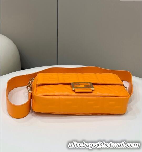 Cheapest Fendi Baguette Medium Nappa Leather Bag 0135AM Orange 2024 Top Quality