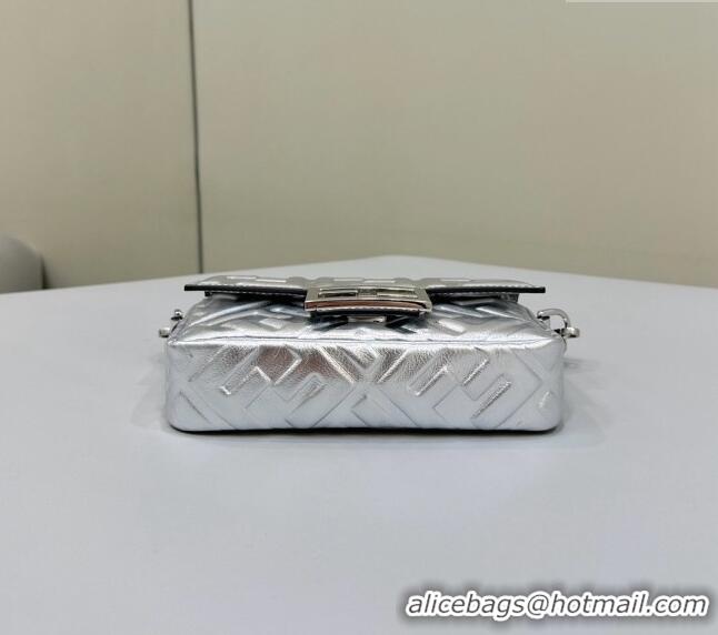 Well Crafted Fendi Baguette Mini Nappa Leather Bag 0135S Silver 2024 Top Quality