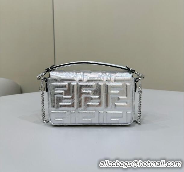 Well Crafted Fendi Baguette Mini Nappa Leather Bag 0135S Silver 2024 Top Quality