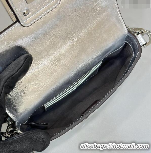 Well Crafted Fendi Baguette Mini Nappa Leather Bag 0135S Silver 2024 Top Quality