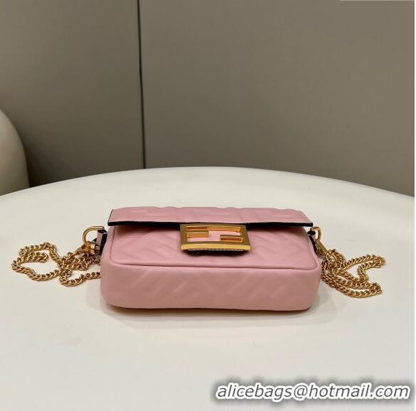 Fashion Fendi Baguette Mini Nappa Leather Bag 0135S Light Pink 2024 Top Quality