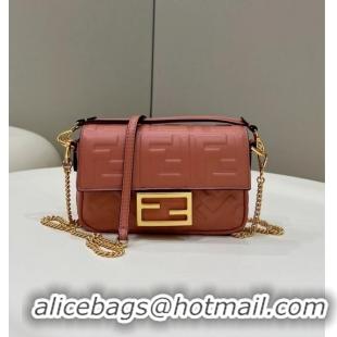 Affordable Price Fendi Baguette Mini Nappa Leather Bag 0135S Shrimp Pink 2024 Top Quality