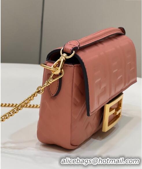 Affordable Price Fendi Baguette Mini Nappa Leather Bag 0135S Shrimp Pink 2024 Top Quality