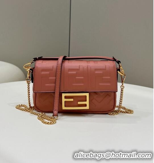 Affordable Price Fendi Baguette Mini Nappa Leather Bag 0135S Shrimp Pink 2024 Top Quality