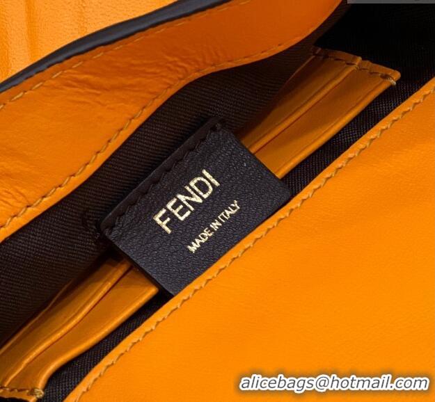 Famous Brand Fendi Baguette Mini Nappa Leather Bag 0135S Orange 2024 Top Quality