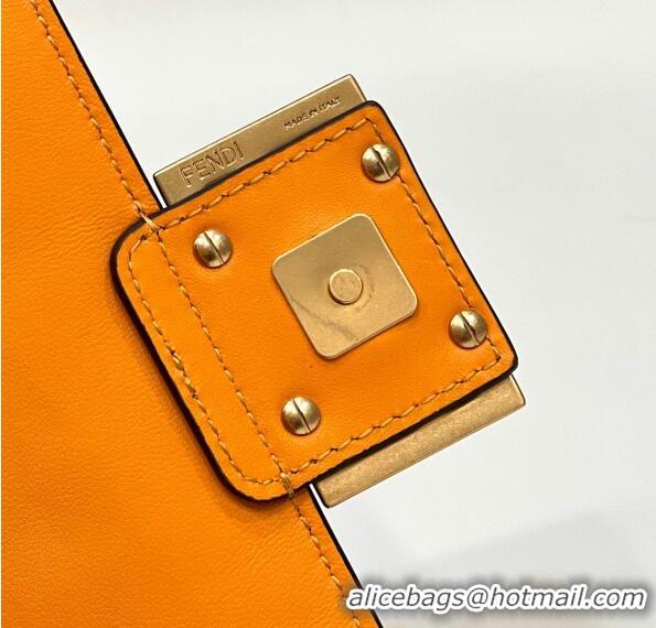 Famous Brand Fendi Baguette Mini Nappa Leather Bag 0135S Orange 2024 Top Quality