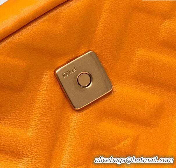 Famous Brand Fendi Baguette Mini Nappa Leather Bag 0135S Orange 2024 Top Quality