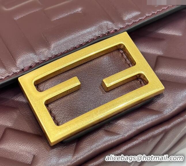 Trendy Design Fendi Baguette Mini FF Logo Lambskin Flap Bag 0135BS Dark Brown 2024