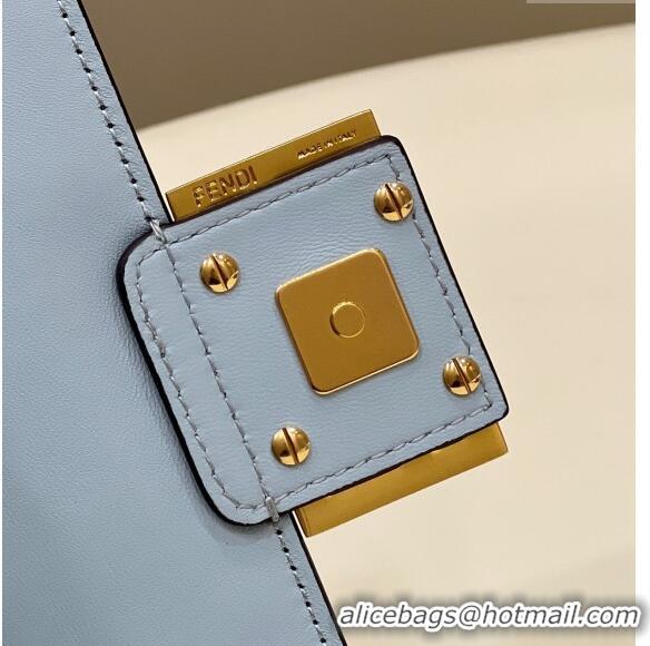 Luxurious Fendi Baguette Mini Nappa Leather Bag 0135S Light Blue 2024 Top Quality