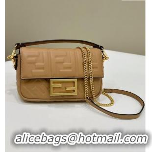 Pretty Style Fendi Baguette Mini Nappa Leather Bag 0135S Beige 2024 Top Quality