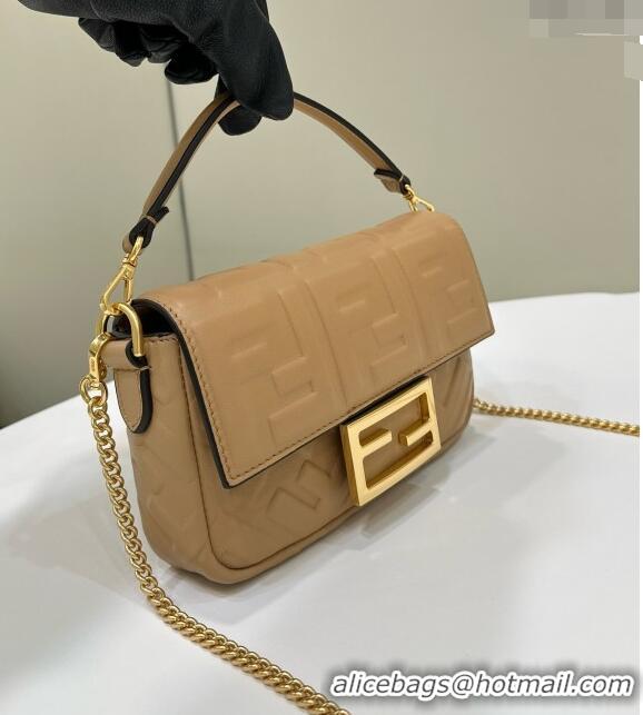 Pretty Style Fendi Baguette Mini Nappa Leather Bag 0135S Beige 2024 Top Quality