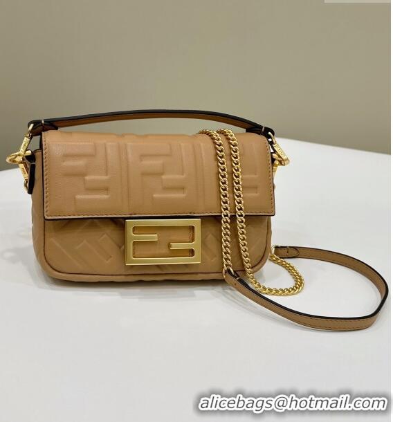 Pretty Style Fendi Baguette Mini Nappa Leather Bag 0135S Beige 2024 Top Quality