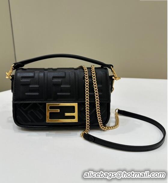 Classic Fendi Baguette Mini Nappa Leather Bag 0135S Black 2024 Top Quality