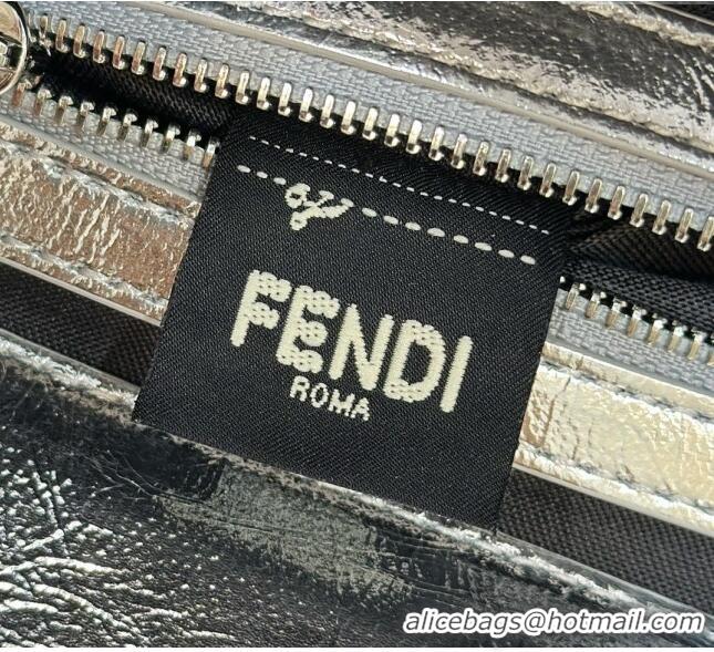 Discount Fendi Baguette Medium Nappa Leather Bag 0135M Silver 2024 Top Quality