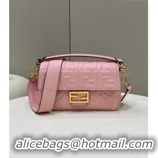 Luxurious Fendi Baguette Medium Nappa Leather Bag 0135M Light Pink 2024 Top Quality