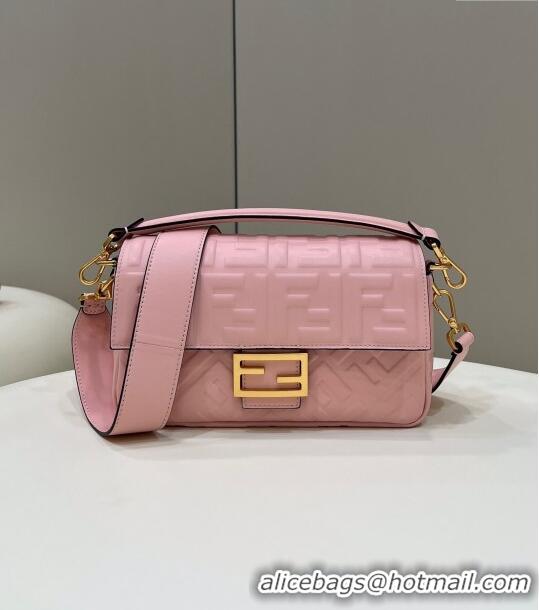 Luxurious Fendi Baguette Medium Nappa Leather Bag 0135M Light Pink 2024 Top Quality