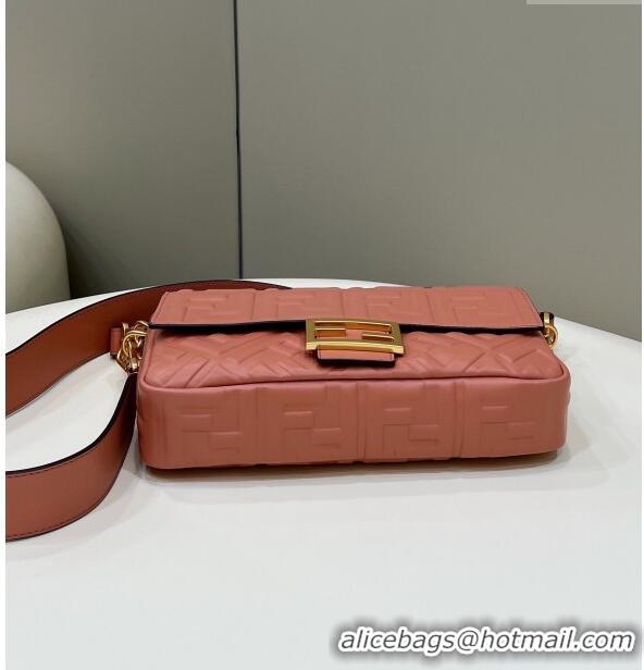 Well Crafted Fendi Baguette Medium Nappa Leather Bag 0135M Shrimp Pink 2024 Top Quality