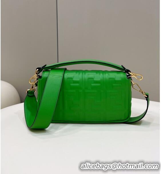 Shop Fendi Baguette Medium Nappa Leather Bag 0135M Green 2024 Top Quality