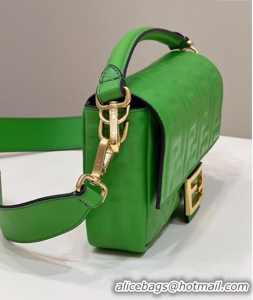 Shop Fendi Baguette Medium Nappa Leather Bag 0135M Green 2024 Top Quality