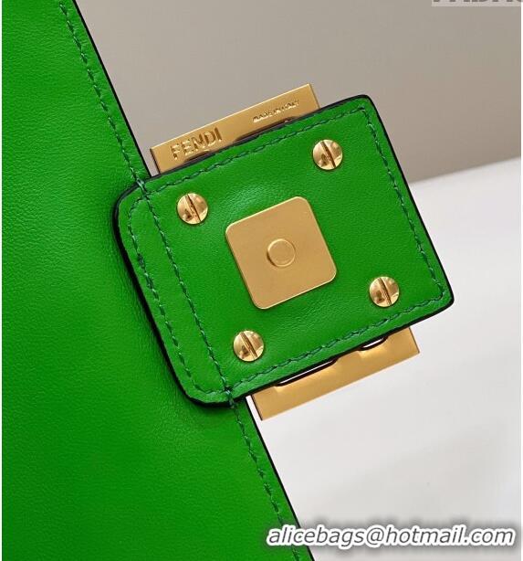 Shop Fendi Baguette Medium Nappa Leather Bag 0135M Green 2024 Top Quality