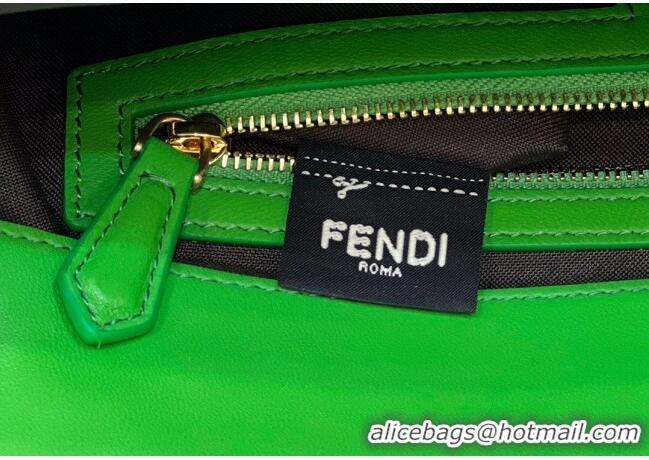 Shop Fendi Baguette Medium Nappa Leather Bag 0135M Green 2024 Top Quality