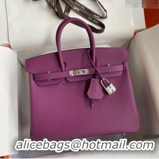 Best Price Hermes Birkin 25cm Bag in Original Epsom Leather Anemones H25 Purple 2024 (Full Handmade)