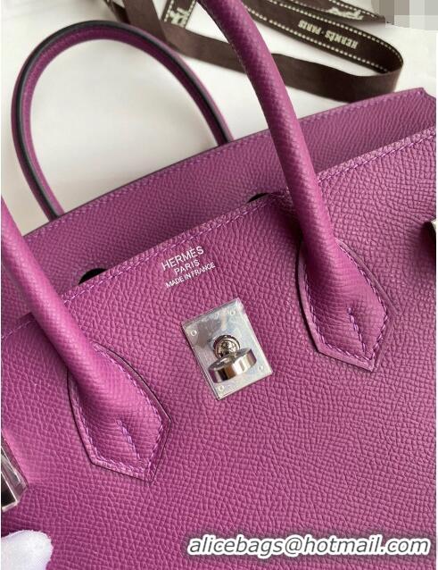 Best Price Hermes Birkin 25cm Bag in Original Epsom Leather Anemones H25 Purple 2024 (Full Handmade)