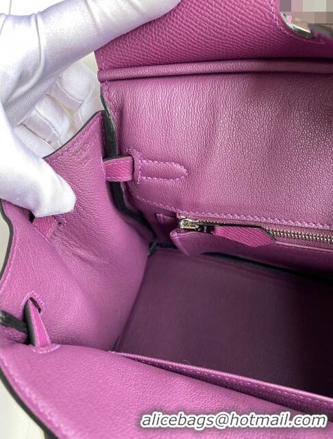 Best Price Hermes Birkin 25cm Bag in Original Epsom Leather Anemones H25 Purple 2024 (Full Handmade)