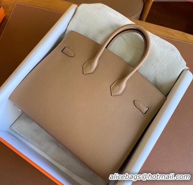 Top Quality Hermes Birkin 30cm Bag in Original Epsom Leather H30 Milk Tea/Gold 2024